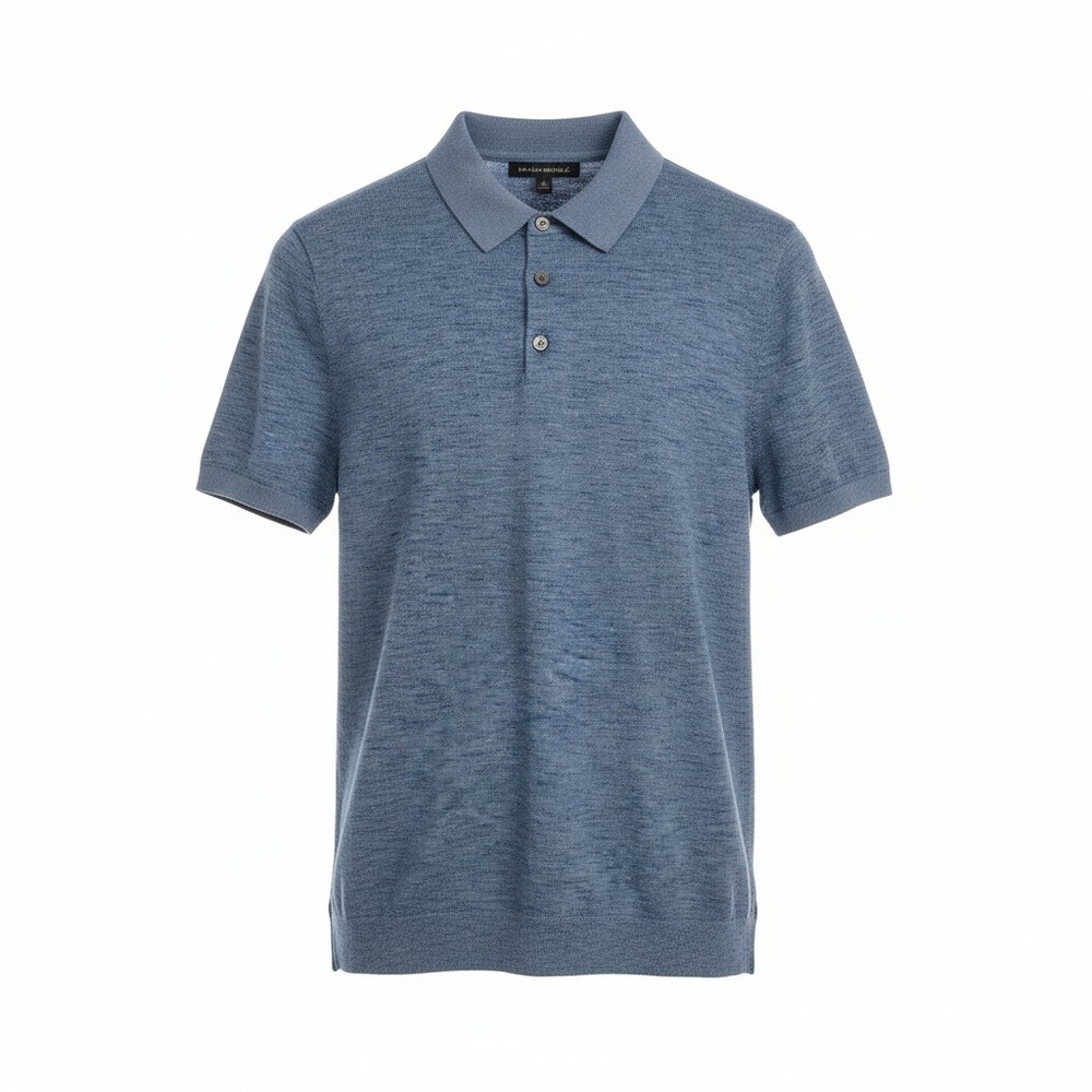 Banana Republic Mens Short‎ Sleeve Knit Polo Shirt Medium Blue Marl Cotton M